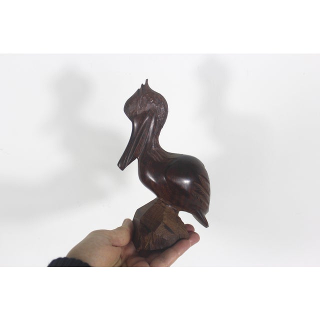 Vintage Wood Pelican Carved Exotic Ironwood Animal Figurine For Sale - Image 10 of 10