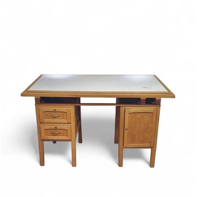 Large Oak Architect's Desk, 1940s For Sale - Image 13 of 18