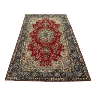 Kerman Rug 7’10” X 11’4” Red Wool Vintage Traditional Hand-Knotted Carpet For Sale
