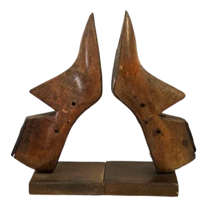 Mid Century American Wood Shoe Mold Bookends - a Pair