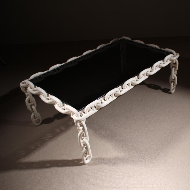 Brutalist Chain Link Coffee Table with Smoked Glass, France, 1970s For Sale - Image 10 of 14