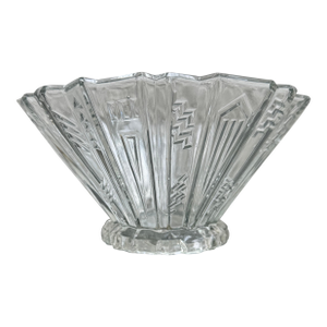 1930s Le Smith Glass Wigwam Clear Bowl Art Deco Jazz Age Cubist Geometric