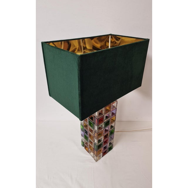 Table Lamp with Multi-Colored Glass Cubes Base, 1970s For Sale - Image 9 of 14