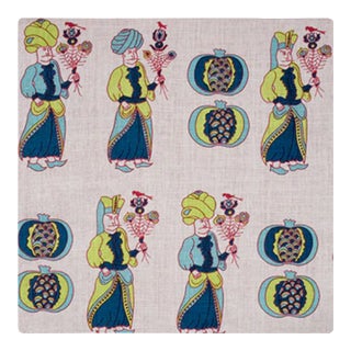 Katie Ridder Attendants Fabric in Indigo on Natural - 1.5 Yards For Sale