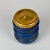 Italian Vintage Italian Vetri Soffiati Blue Art Glass Canister With Gilded Metal Lid by CX Design For Sale - Image 3 of 10