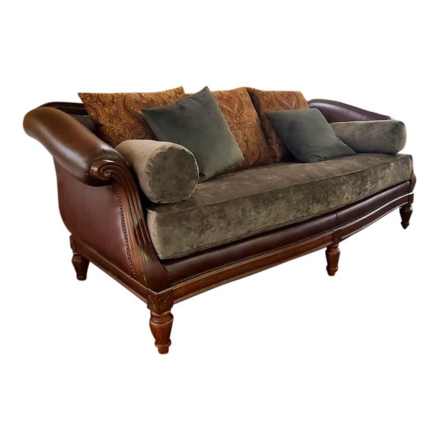 Thomasville Furniture Ernest Hemingway Leather and Fabric Camel Back