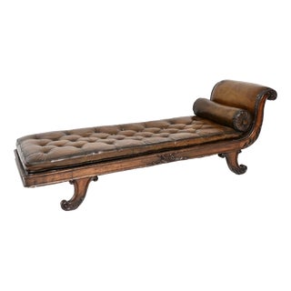 Antique Regency Leather Chaise Lounge, 1810 For Sale