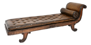 Antique Regency Leather Chaise Lounge, 1810
