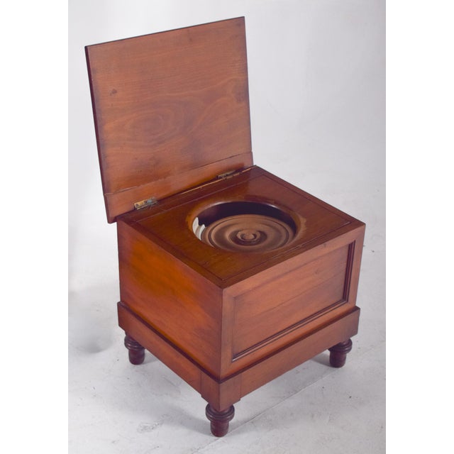 Brown English Wooden Bedside Table with Sanitary Container, 1920s For Sale - Image 8 of 12