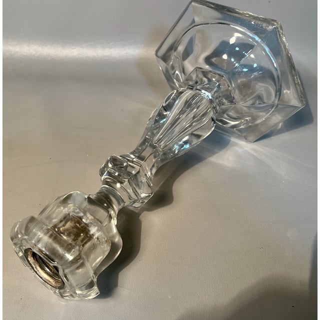Traditional Pair Heisey Crystal Candelabra Lusters 40 Faceted Prisms 1930s "Old Williamsburg" For Sale - Image 3 of 8