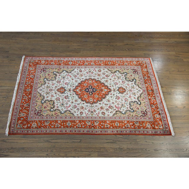 Vintage Persian Silk Qum Rug For Sale - Image 4 of 14