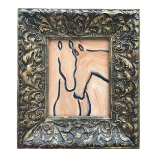 Original 8”x10” Equestrian Oil Painting in Antique Frame For Sale