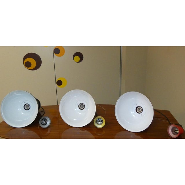 Mid-Century Modern Vintage Painted Metal Pendant Lights from Fontana Arte, 1970s, Set of 3 For Sale - Image 3 of 18