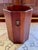Handsome piece! Wood waste basket or trash can with brass lion head details. This is a larger waste basket- handsome and...