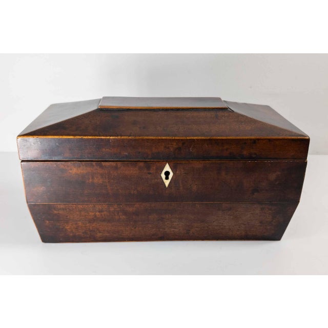 English 19th Century English Regency Sarcophagus Form Mahogany Tea Caddy Box For Sale - Image 3 of 18