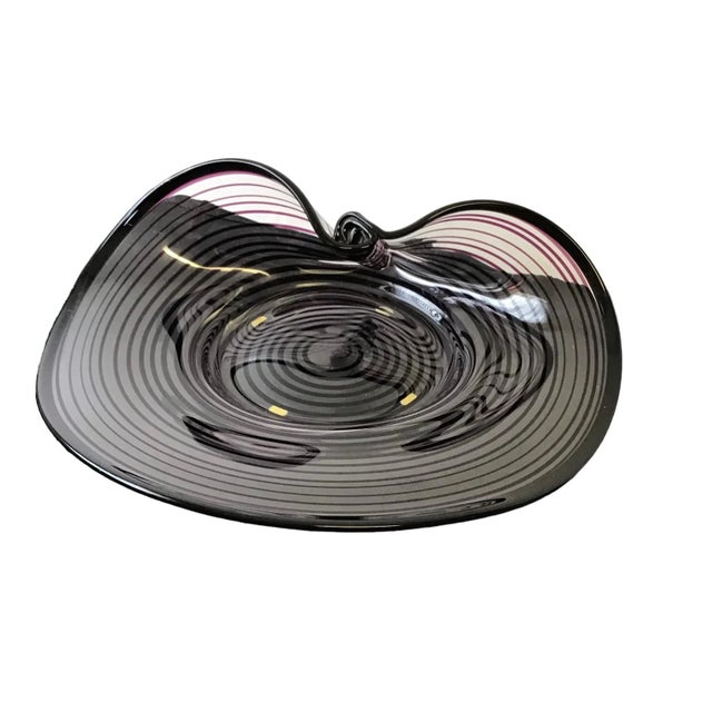 Abstract Vintage Blown Glass Purple and Clear Catchall Tray For Sale - Image 3 of 6