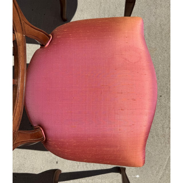 7 Piece 5ft Round Dining Set With Coral Upholstery For Sale - Image 15 of 18