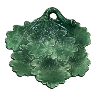 Mid 20th Century Italian Majolica Leaf Bowl For Sale
