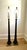 Early 2000’s Pair of Solid Walnut Console Lamps, tapered in very dark brown with soft black shades. Solid Antique Nickel...