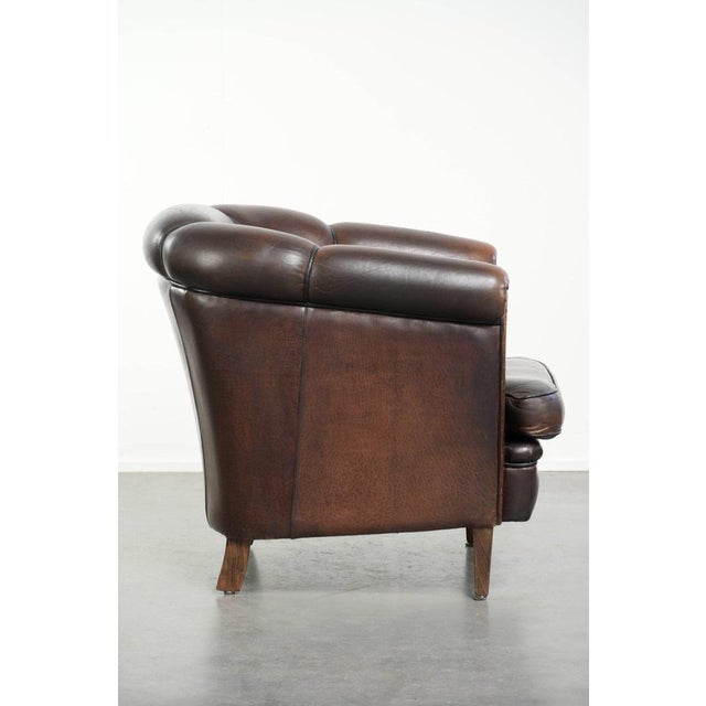 Club Chair in Dark Sheepskin Leather For Sale - Image 3 of 14