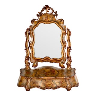 Venetian Carved and Painted Vanity Mirror For Sale