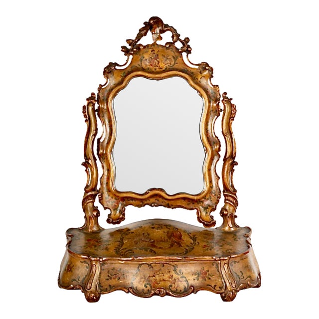 Venetian Carved and Painted Vanity Mirror For Sale