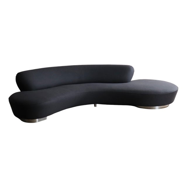 Vintage Serpentine Sofa in Velvet by Vladimir Kagan, 1999 For Sale