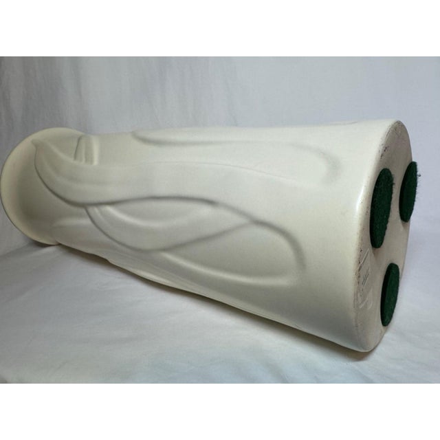 Haeger 20” Tall Column Vase Relief Foliage Leaves For Sale - Image 9 of 10