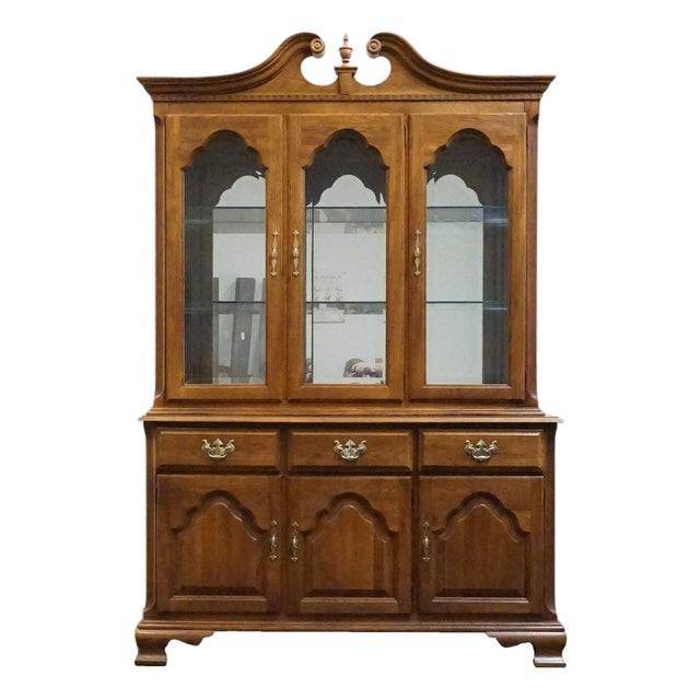 Keller Furniture Solid Cherry Traditional Style 56" Buffet W. Lighted Display China Cabinet For Sale