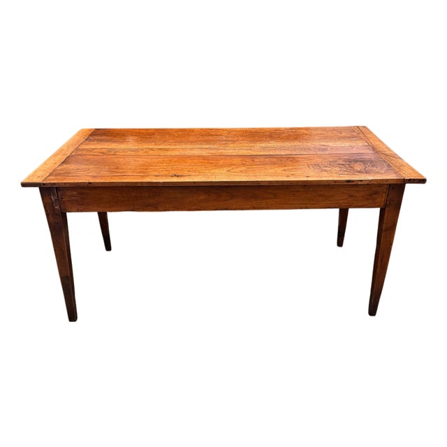 19th Century Fruitwood Farm Table With Pull-Out Leaf For Sale