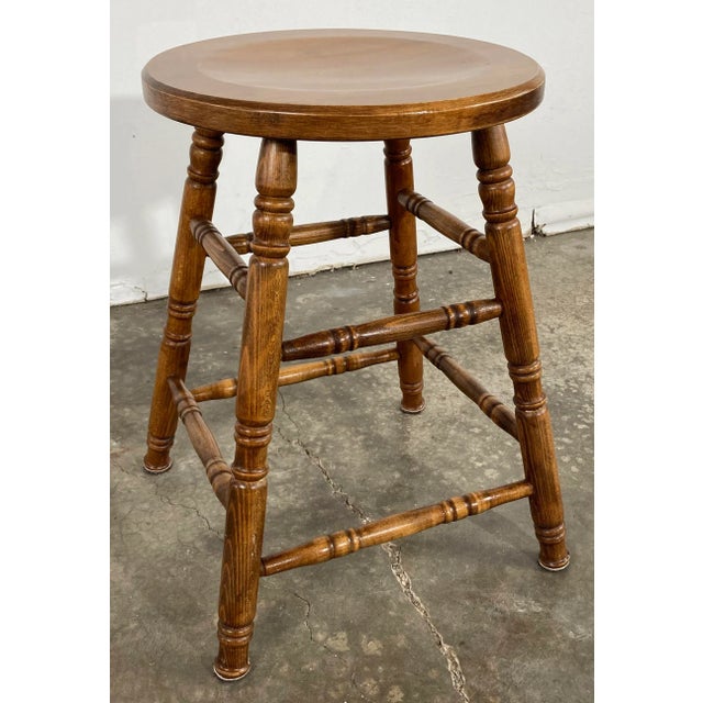 Brown Early 20th C Turned Wood Stool For Sale - Image 8 of 8