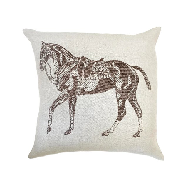 Contemporary Polo Pony Alpaca Pillow - Chocolate Brown & Ecru For Sale - Image 3 of 3