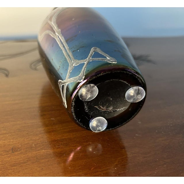 Art Nouveau Iridescent Glass Soliflore Vase with Sterling Overlay, France, 1900s For Sale - Image 11 of 16