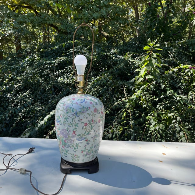 Ginger Jar Chinese Famille Rose Lamp For Sale - Image 4 of 12