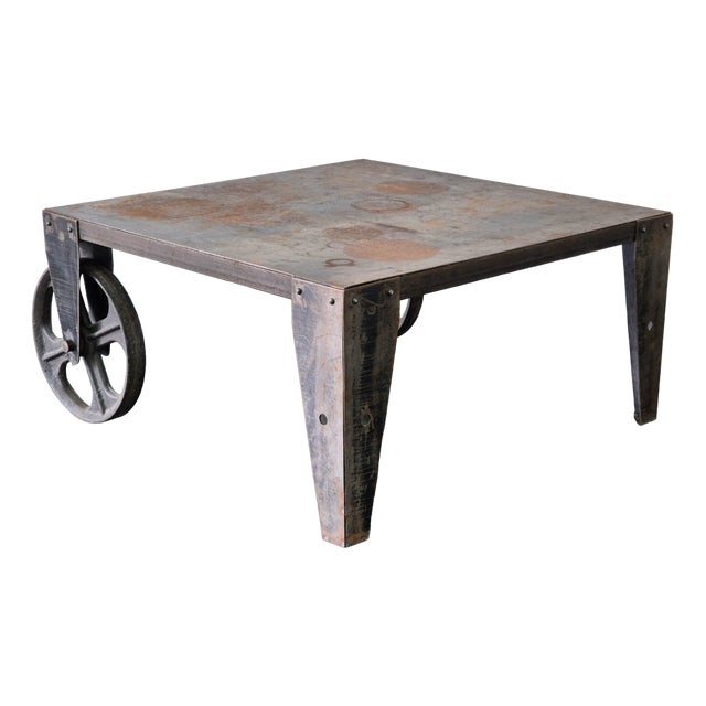Brutalist Industrial Steel Coffee Table For Sale