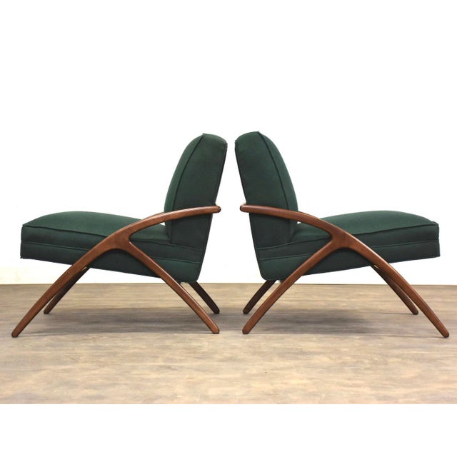 Mid-Century Modern 1960s Green Sculptural Lounge Chairs - A Pair For Sale - Image 3 of 9