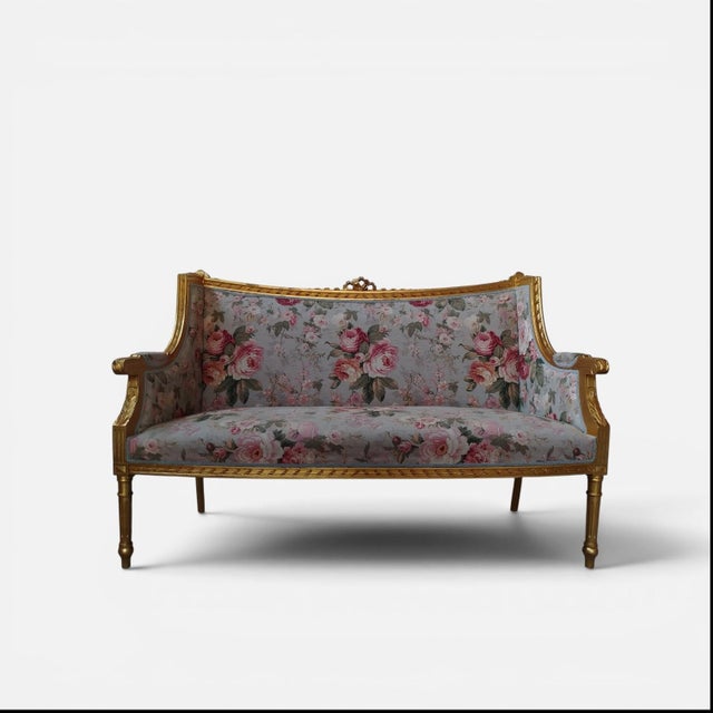French Louis XVI Style Gilt Sofa, 1890s For Sale - Image 6 of 6