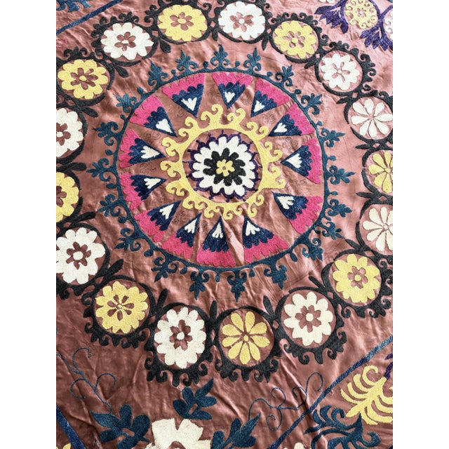Large Brown Suzani - Bukhara Embroidery For Sale - Image 9 of 9