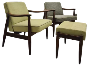 GFM-87 Armchairs with Footrest by J. Kędziorek, Poland, 1970s, Set of 3