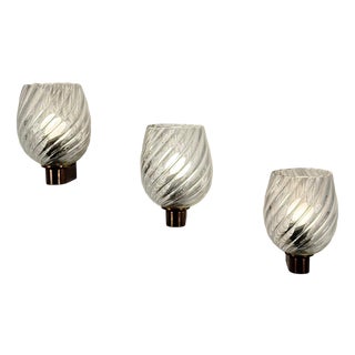 Spiral-Glass Wall Sconces attributed to Ercole Barovier for Barovier & Toso, 1940s, Set of 3 For Sale