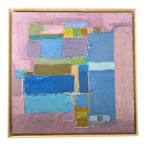 Late 20th Century Shirley Glickman Abstract Painting in Wood Frame