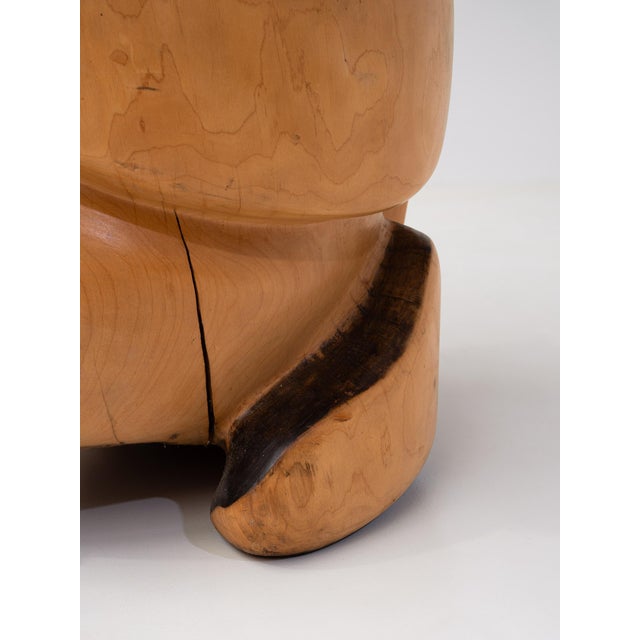 Brown Hand-Carved Sculptural Wooden Throne Chair, France, 1970s For Sale - Image 8 of 13