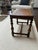 Brown 1920s Berkey & Gay Jacobean Revival Burl Walnut Kneehole Desk/Vanity With Glass Top & Stool, Vintage, Maker's Mark For Sale - Image 8 of 16