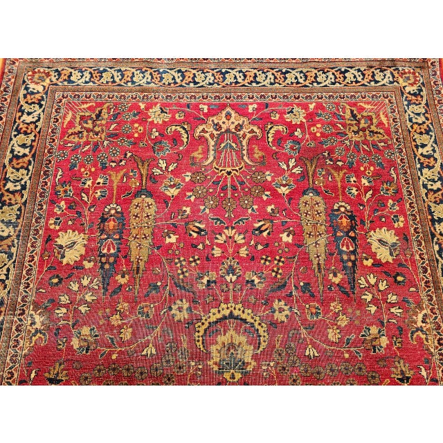 Antique Persian Khorassan Rug, Hand-Knotted Wool, Tree of Life Pattern, Crimson Red & Blue, 6x9 For Sale - Image 14 of 18