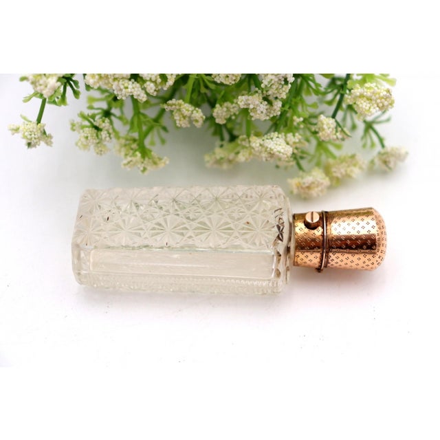 Glass Perfume Bottle with Gold Lid For Sale - Image 4 of 6