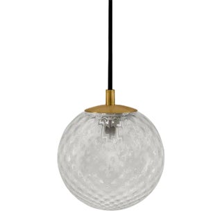 Clear Glass With Brushed Brass Metalwork Glass Quilt Ceiling Light For Sale