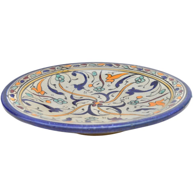 Late 19th Century Late 19th Century Blue & Orange Patterned Moorish Ceramic Plate For Sale - Image 5 of 8