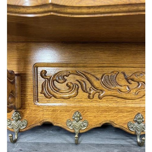 French Coat Rack in Oak with Six Hooks For Sale - Image 3 of 11