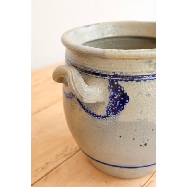 Antique Alsatian Ceramic Jar with Blue Decoration, 1930s For Sale - Image 6 of 9
