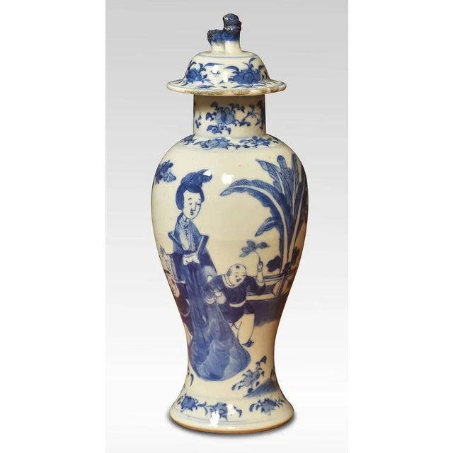 Blue 19th Century Chinease Blue & White Vase For Sale - Image 8 of 8